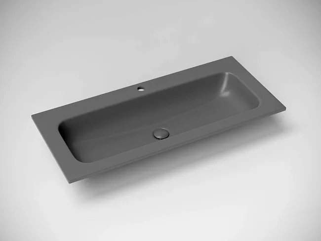 Мебельная раковина Ceramicanova Grace прямоугольная без отверстия под смеситель темный антрацит Sancos — Оригинал