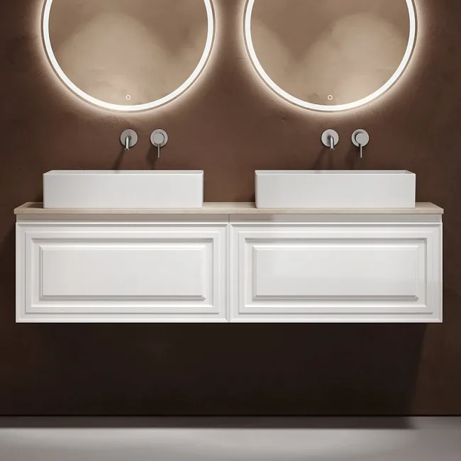 Тумба с раковиной Sancos Very 160 bianco, столешница бежевая TT160A2, раковина CN6070 Sancos — Оригинал
