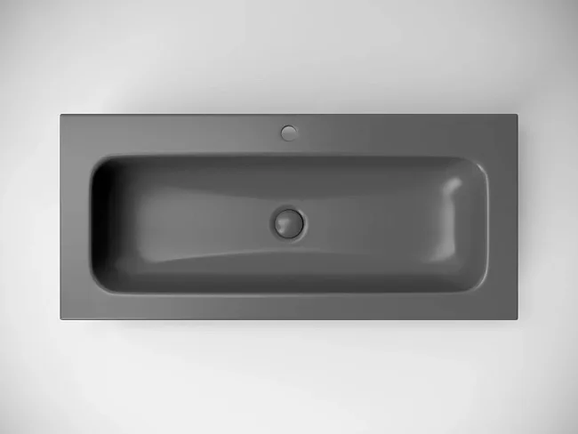 Мебельная раковина Ceramicanova Grace прямоугольная без отверстия под смеситель темный антрацит Sancos — Оригинал