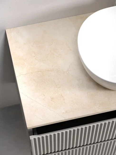 Тумба с раковиной Sancos Snob R 80 см, beige soft, столешница бежевая, раковина CN5010 Sancos — Оригинал