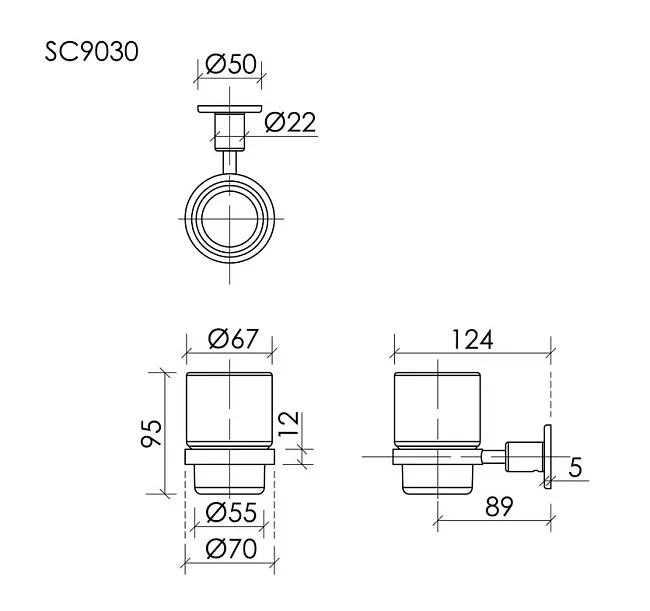 Стакан для ванной Sancos Base SC9030GG вороненая сталь Sancos — Оригинал