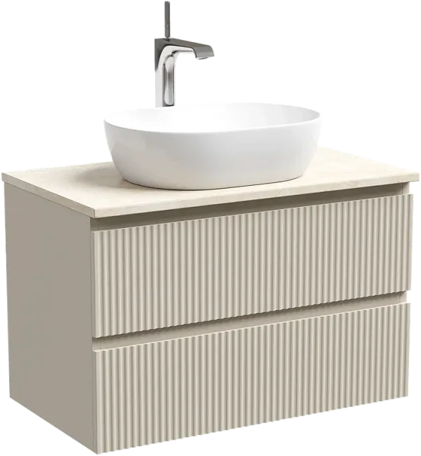 Тумба с раковиной Sancos Snob R 80 см, beige soft, столешница бежевая, раковина CN5010 Sancos — Оригинал