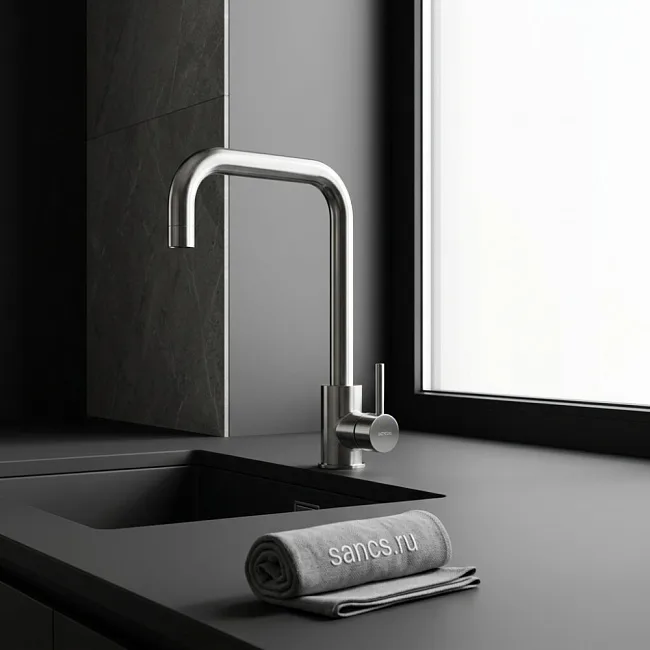 Смеситель для кухни Sancos Stainless, с поворотным Г изливом, нержавеющая сталь, SC12002SS Sancos — Оригинал